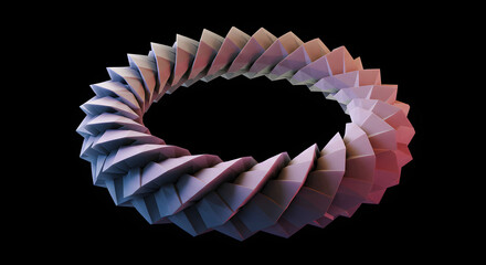 Abstract Geometric Torus With Triangle Facets In Light Pastel Tones