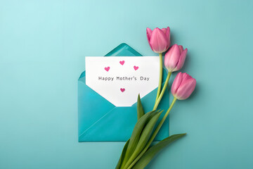  Happy Mother's Day Card with Pink Tulips A Beautiful Springtime Greeting