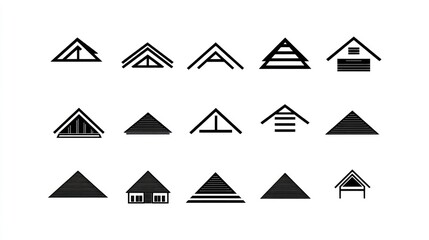 Gable roof types design icons, architectural styles