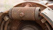 © Костянтин Жук - Close-up of a heavily rusted brake cylinder and brake shoe, components of a drum brake system.