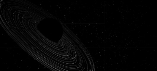 Wall Mural - minimalistic abstract backdrop with stylized geometrical planet. black hole concept with ring around