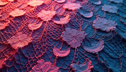 Geometric lace fabric, repeating motif, close-up, closeup, fabric