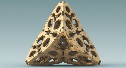 Ornate Geometrical Pyramid Shape With Intricate Honeycomb Structures