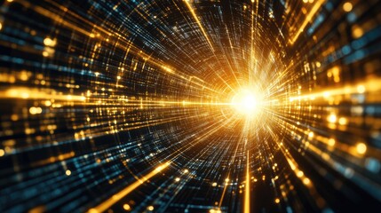 Abstract digital tunnel,  glowing data stream