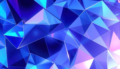 Vibrant polygonal array with crystal facets evoking futuristic digital aesthetics