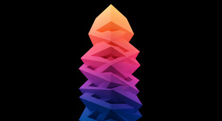Abstract Geometric Structure With Gradient Effect Against a Black Background