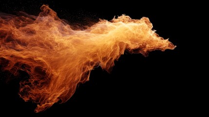 Fototapete - Flames flicker and sway gracefully, showcasing vibrant orange tones and delicate wisps against a solid black backdrop, ideal for creative projects and compositions