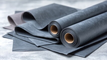 Fototapete - This composition highlights charcoal paper's elegant texture with soft folds, high-contrast lighting, and ample copy space, perfect for modern uses