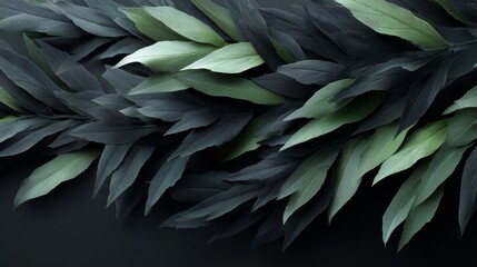 Poster - Dark green foliage creates a striking pattern against a flat surface, leaving ample space on the left for text or branding elements to enhance visual appeal