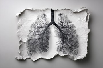 Aufkleber - Torn White Paper Revealing Black Lungs Symbolizing the Effects of Smoking