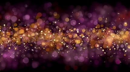 Aufkleber - Vivid golden and deep purple lights burst in a celebratory atmosphere, creating an enchanting night view with soft blurred orbs and ample copy space on the right