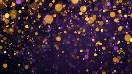 Aufkleber - Glowing golden and purple bokeh lights fill a dark setting, creating an enchanting and magical atmosphere ideal for festive occasions and celebrations