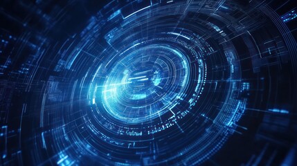 Abstract Digital Tunnel: Futuristic Technology and Data Visualization