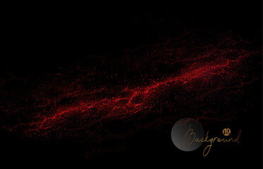 Wall Mural - Illustration with isolated oblique red wave pattern on black background.