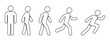 © TRI - Person stand, walk and run icon. The style people standing, walking and running. Stand, walk, run symbol ilustration. Line icon editable stroke EPS 10