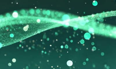 Wall Mural - abstract motion background shining green particles. shimmering glittering particles with bokeh