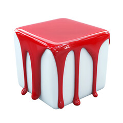 Leinwandbilder - Crimson cascade on pristine cube a striking contrast of textures and forms aesthetic
