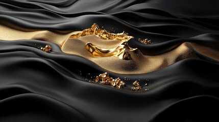 Poster - Elegant 3D landscape with golden topography on dark background