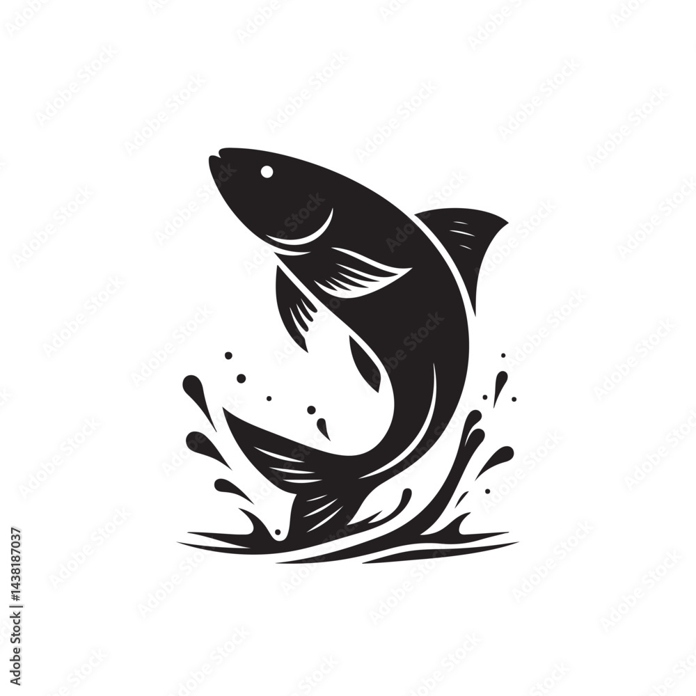 Jumping fish silhouette clean smooth design