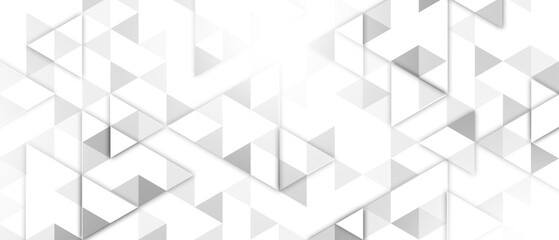 Wall Mural - abstract white background with shadow and hexagon patten. triangle mosaic template