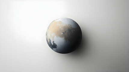 Wall Mural - A solitary globe with dark and tan land masses It sits on a white surface with shadow on the right side