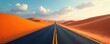© Jaipak - Endless asphalt ribbon cuts through ochre dunes under vast sky, sky, royalty-free, desert