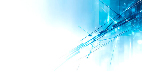 Aufkleber - Dynamic abstract background featuring light beams and geometric patterns in shades of blue and white : Generative AI