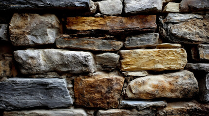 Poster - Detailed CloseUp of Rustic Natural Stones Creating an Aesthetic Textured Wall Design for Architecture : Generative AI