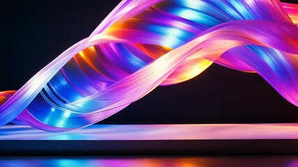 Wall Mural - vibrant light waves dance across reflective surface in stunning abstract display