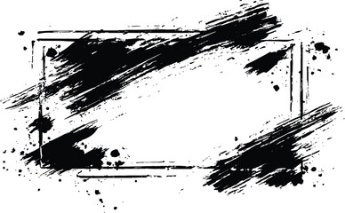 Fototapete - Vector black square grunge frame on a transparent background. 