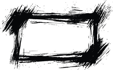 Aufkleber - Vector black square grunge frame on a transparent background. 