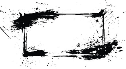 Aufkleber - Vector black square grunge frame on a transparent background. 