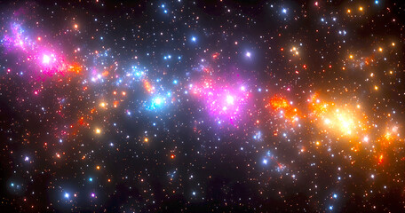 Aufkleber - Stunning cosmic view of a vibrant galaxy with colorful stars and nebulae shining in the darkness : Generative AI