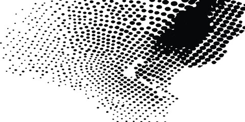 Leinwandbilder - Vector halftone dotted grunge texture. Grunge texture on distress back isolated white background. Vector modern abstract black splat grunge background with halftone dots pattern texture