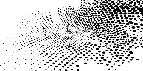 Leinwandbilder - Vector halftone dotted grunge texture. Grunge texture on distress back isolated white background. Vector modern abstract black splat grunge background with halftone dots pattern texture