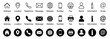 © dlyastokiv - Contact icon set, contact us in line and solid style. Web icons set address, location, number, fax, email, phone, website, message, name, information icon collection, communication contact