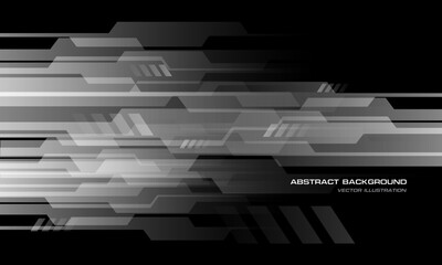 Wall Mural - Abstract white grey cyber technology futuristic geometric on black design modern bakcground vector