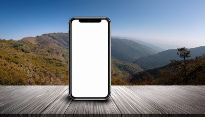 showing smartphone with blank empty white screen display for new application or mobile website mockup banner