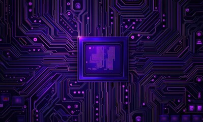 Wall Mural - abstract technology background with circuit board and processor chip