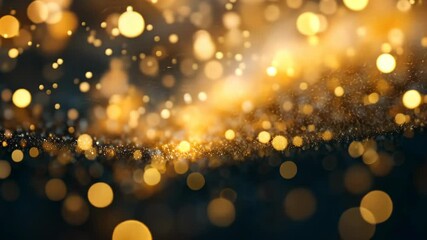 Wall Mural - glittering golden particles flowing in dynamic motion against dark background
