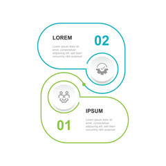 Fototapete - 2 step infographic template vector with 2 line circle connected suitable for business information and web presentation
