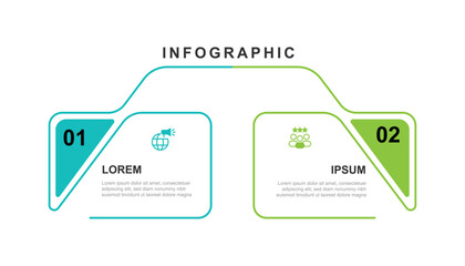 Leinwandbilder - 2 step infograhic template vector element. 2 line table connected with icons suitable for business information and web presentation