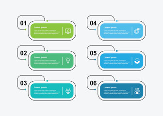Leinwandbilder - 6 step infographic template. 6 information board neatly arranged suitable for business information and web presentation.