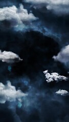 Wall Mural - vertical flight into the primordial soup 4k loop features a fade-in view flying through a dark blue 