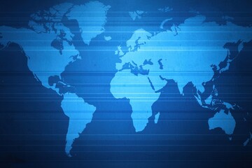 blue world map with textured background and subtle lines