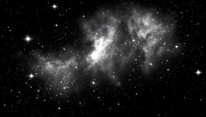 Aufkleber - Stunning Black and White Image of Cosmic Nebula Full of Stars and Galactic Matter : Generative AI
