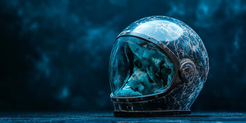 Wall Mural - A helmet is sitting on a table