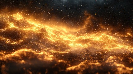 Wall Mural - glowing, abstract light waves against a dark background