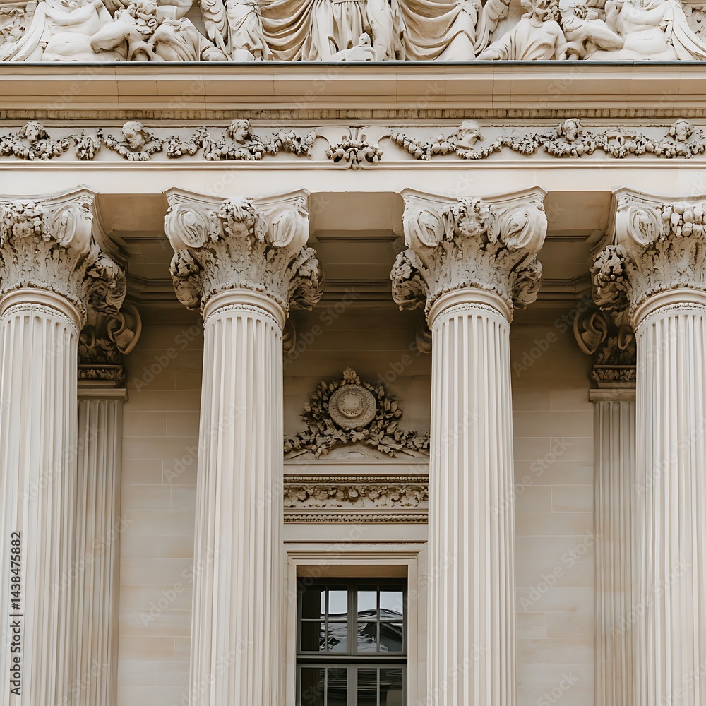 Grand neoclassical structure with detailed columns and refined ...
