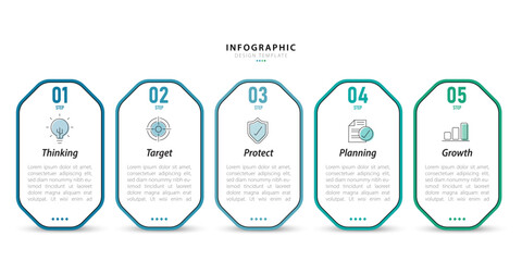 Poster - timeline creator infographic template. 5 step timeline journey, calendar flat simple infographics de